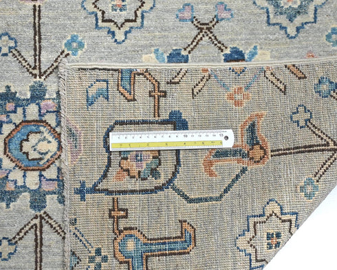 12 Ft Silver Gray Aryana Afghan Hand Knotted Veg Dye Wool Runner Rug